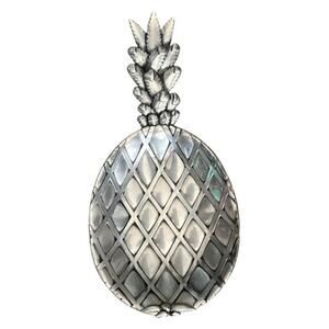 Hawaiian Treasures Carved Aluminum Pineapple Footed  Tray